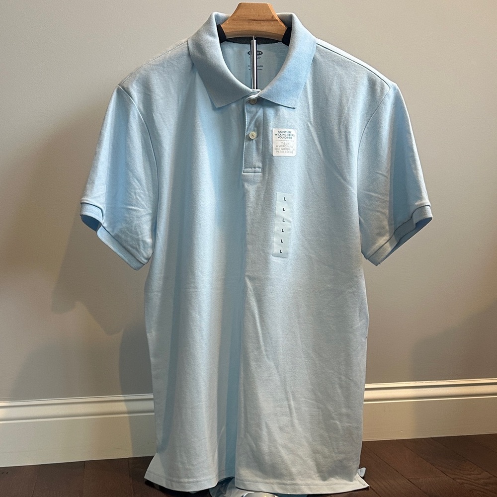 Old Navy Light Blue Polo Shirt with Moisture Wicking